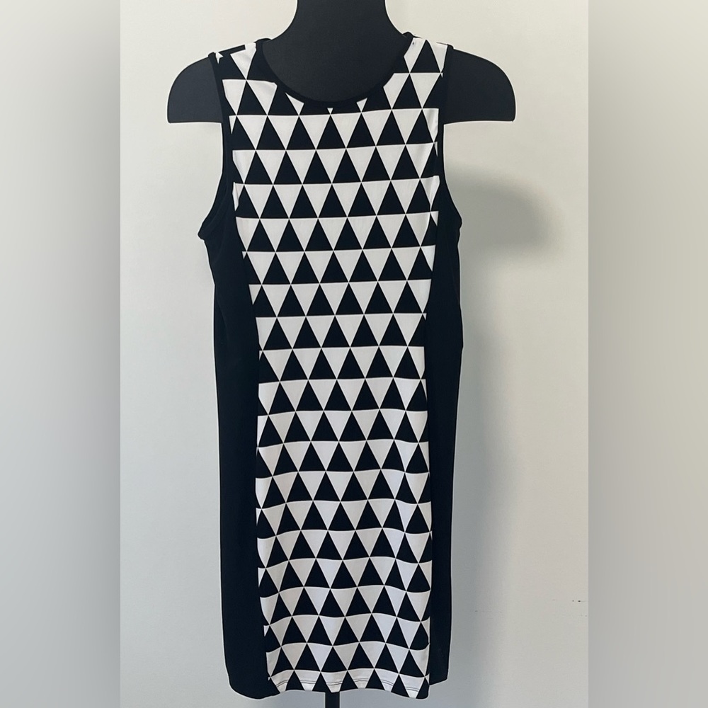 Vince Camuto Black and White Sheath Mini Dress